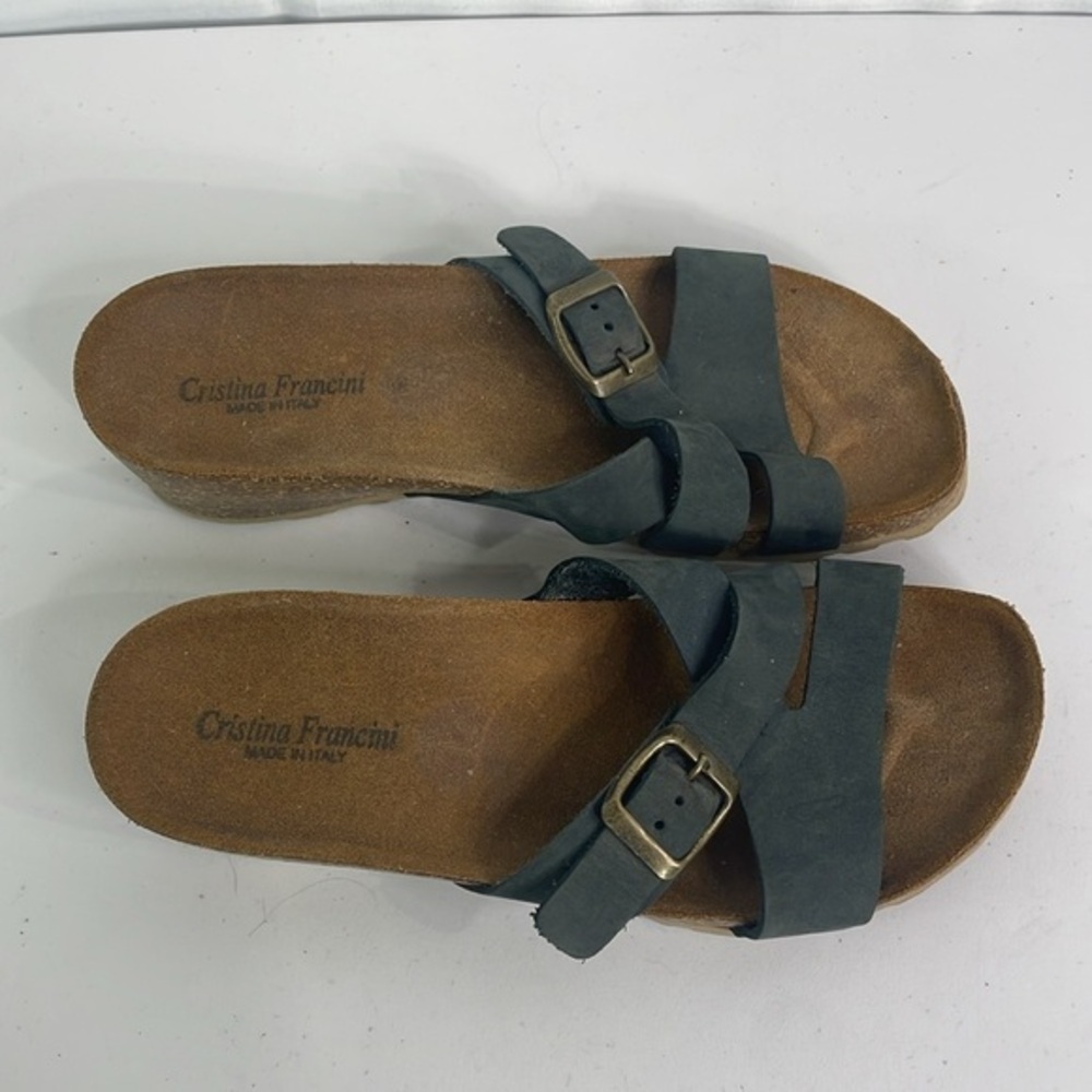 Cristina Francini, gray leather buckle sandals made in Italy